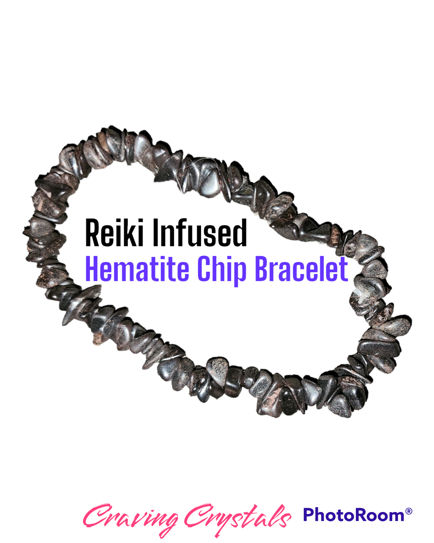 Handmade Reiki Charged Gemstone Chip Bracelets (Amethyst, Hematite, Citrine, Aquamarine)