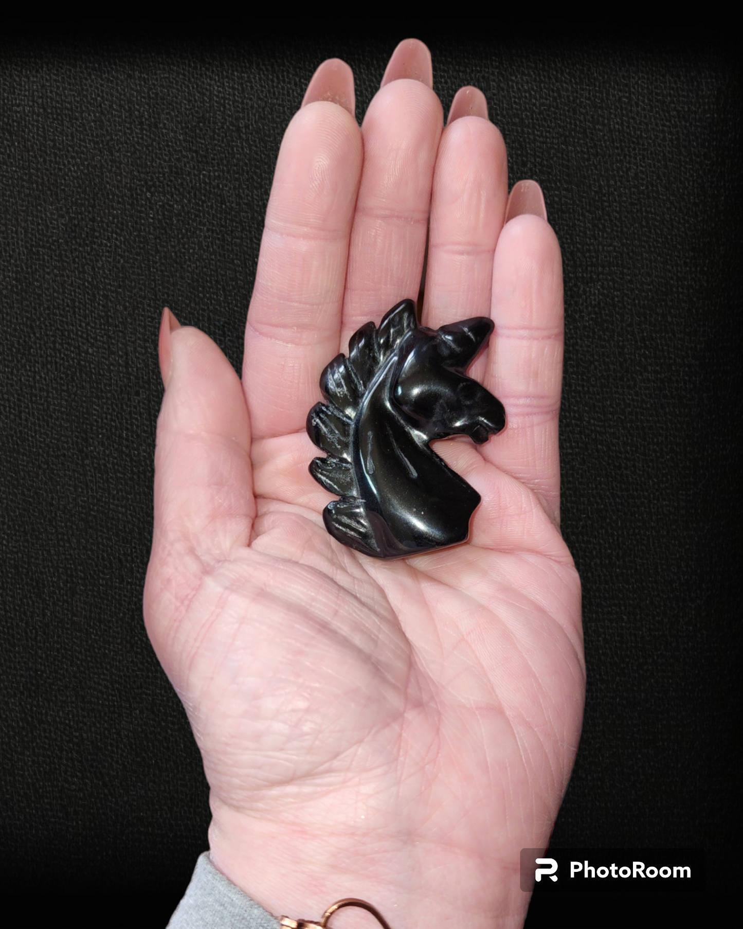 Handcrafted Black Obsidian Crystal Unicorn Sculpture | Reiki Charged