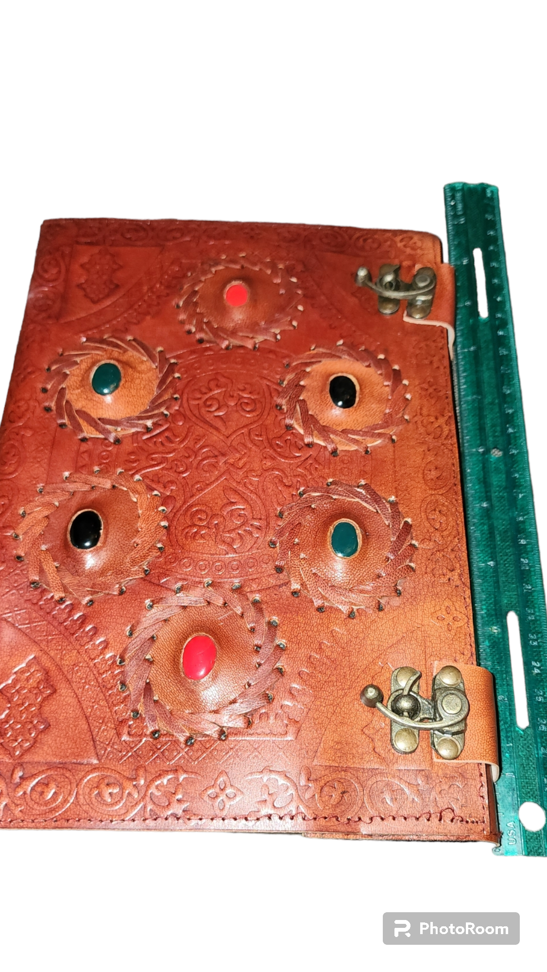 Large Mixed Gemstone Leather Notebook | Reiki Charged