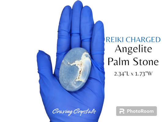Angelite Palm Stone | Reiki Charged