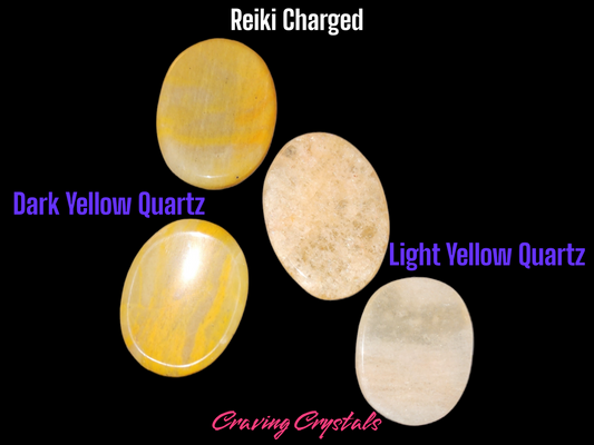 Yellow Quartz Worry Stones w/ Thumb Indent / 1"avg Reiki Infused