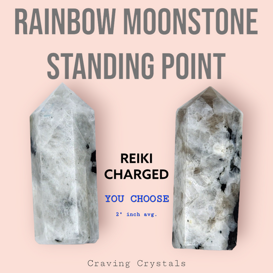 Rainbow Moonstone Standing Point | Reiki Infused | You Choose
