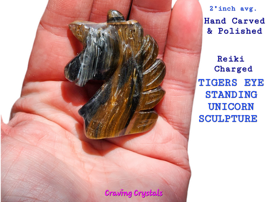 Tigers Eye Standing Unicorn Sculpture | Reiki Charged