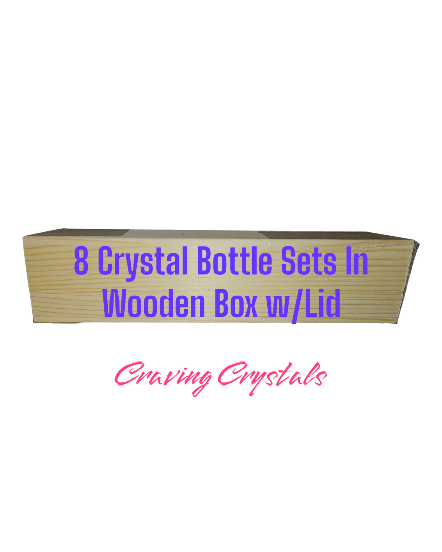 8 Gemstone Chip Bottle Set in Wooden Storage Box - Reiki Infused
