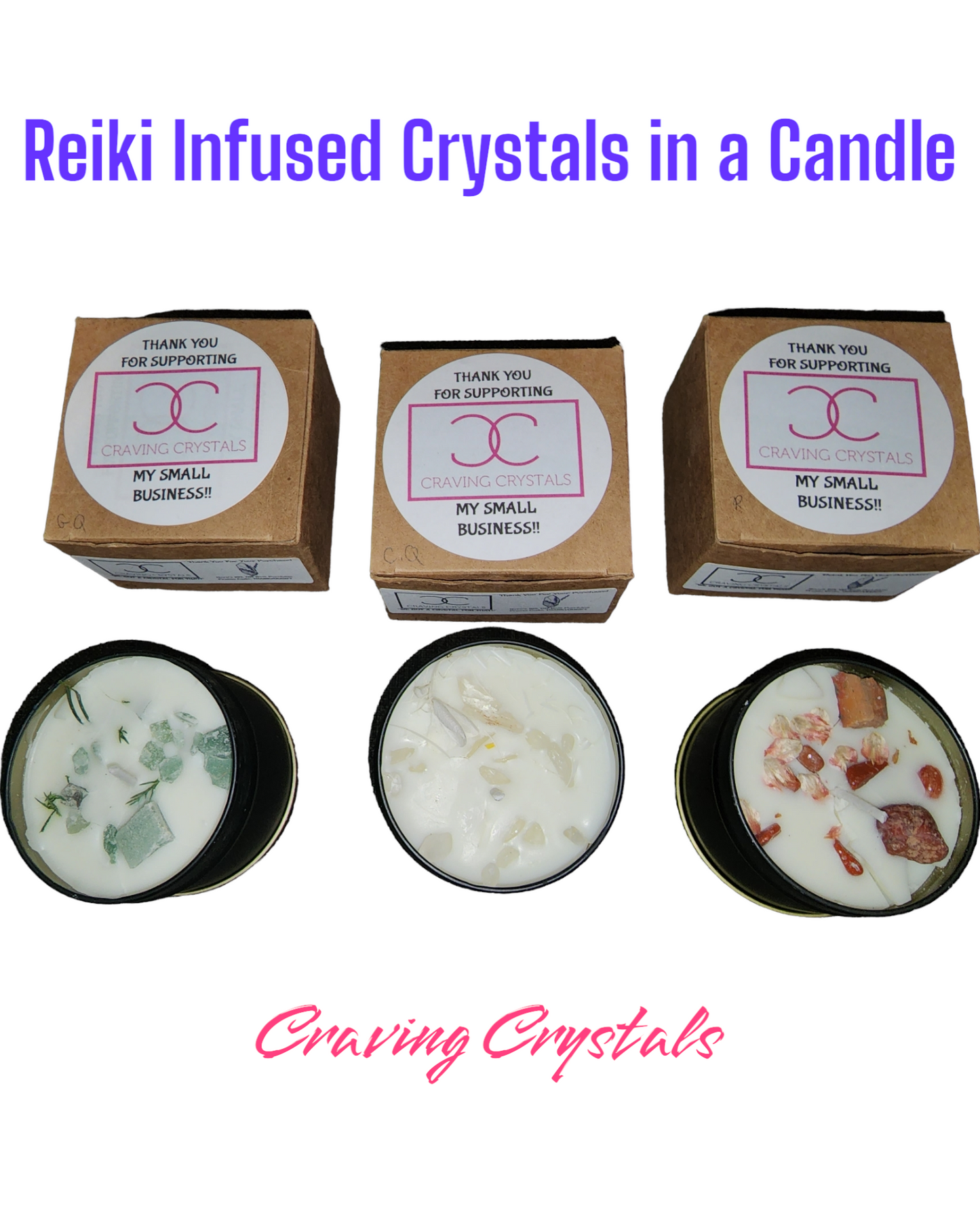 Crystals in a Candle 4oz - MYSTERY OR YOU CHOOSE - Reiki Charged