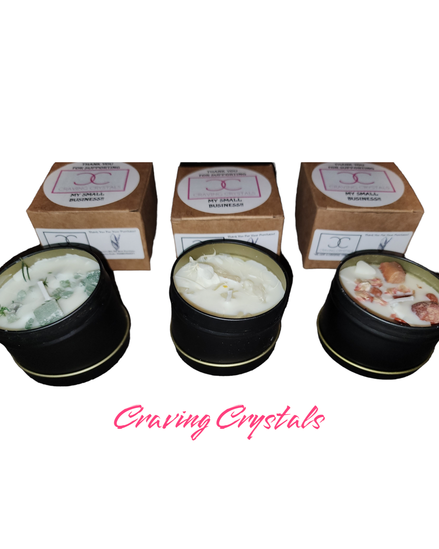 Reiki Infused Genuine Crystals in a Candle / 10 oz 9x8cm HYPOALLERGENIC - SCENT FREE
