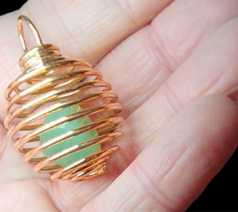 Copper Plated Round Cage Pendant (Suprise Crystal)