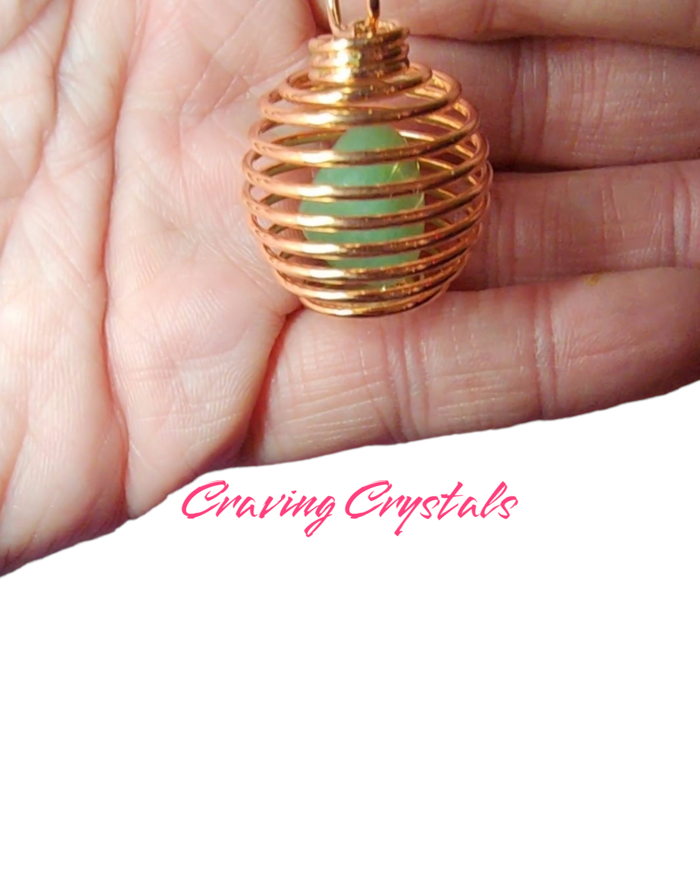 Copper Plated Round Cage Pendant (Suprise Crystal)