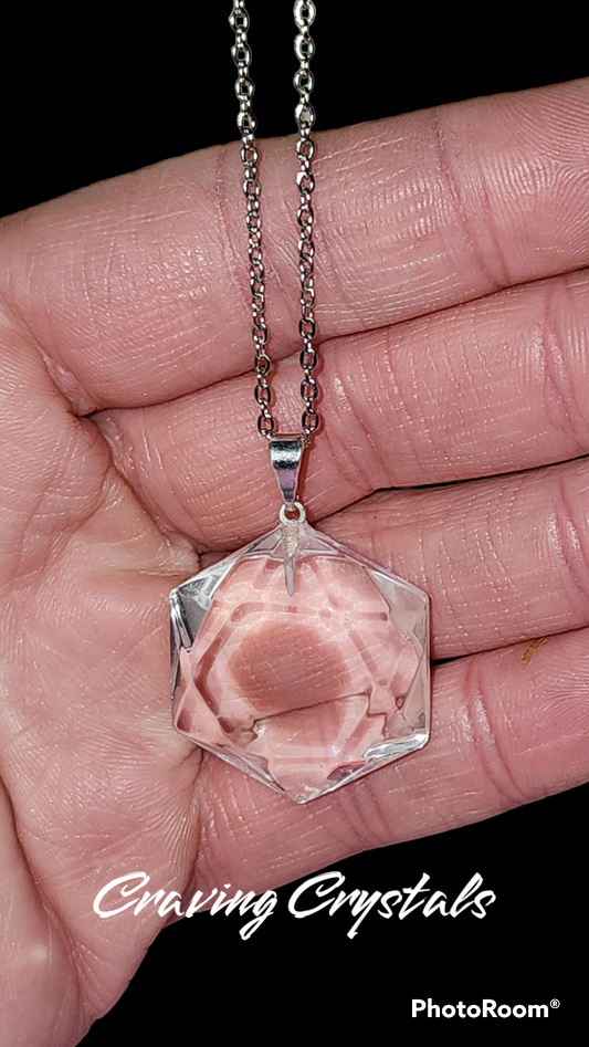 Crystal Quartz Hexagram Pendant/Necklace from Brazil / 30mm Avg / Reiki Infused