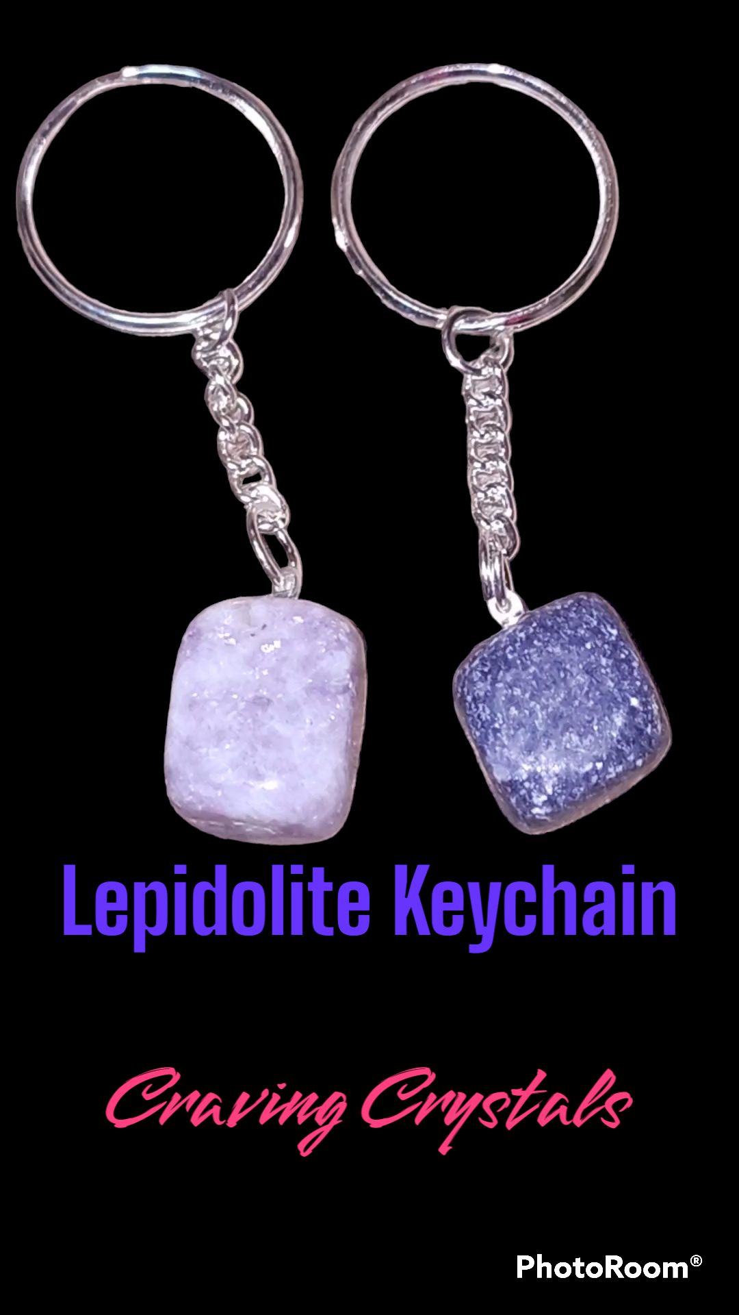 Lepidolite - Tumbled Gemstone Keychain - Reiki Infused