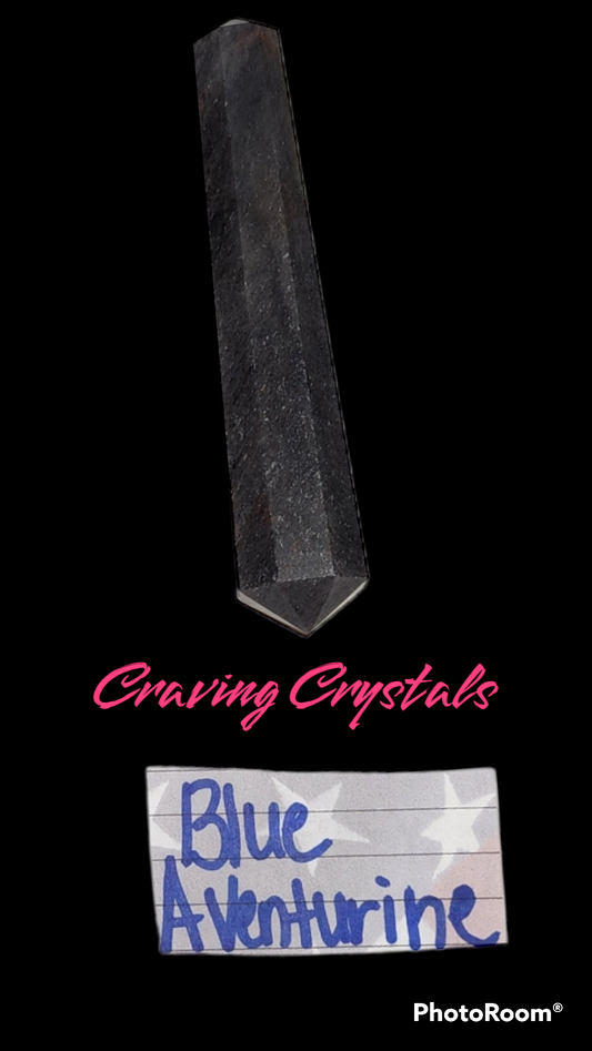 Blue Aventurine Double Terminated 'Pointed' Wand / 3-5" Avg / Reiki Infused