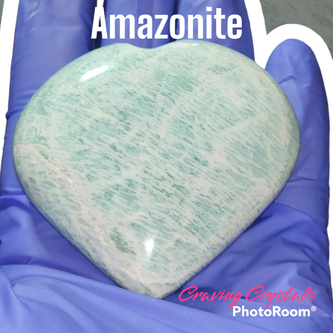 Amazonite XL Puffy Heart Palm Size - Reiki Charged