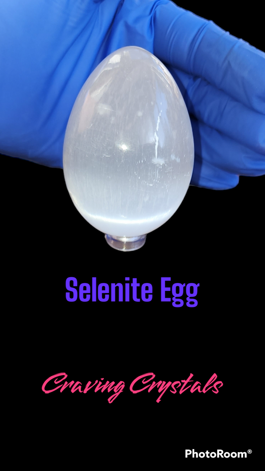 Moroccon Selenite Polished Crystal Egg - Reiki Infused
