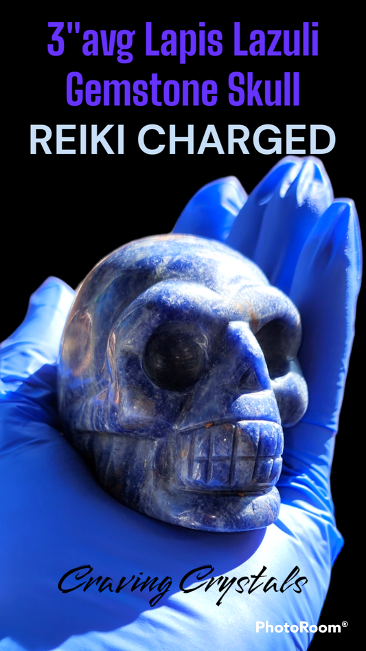 Lapis Lazuli Crystal Skull 3"- Reiki Charged