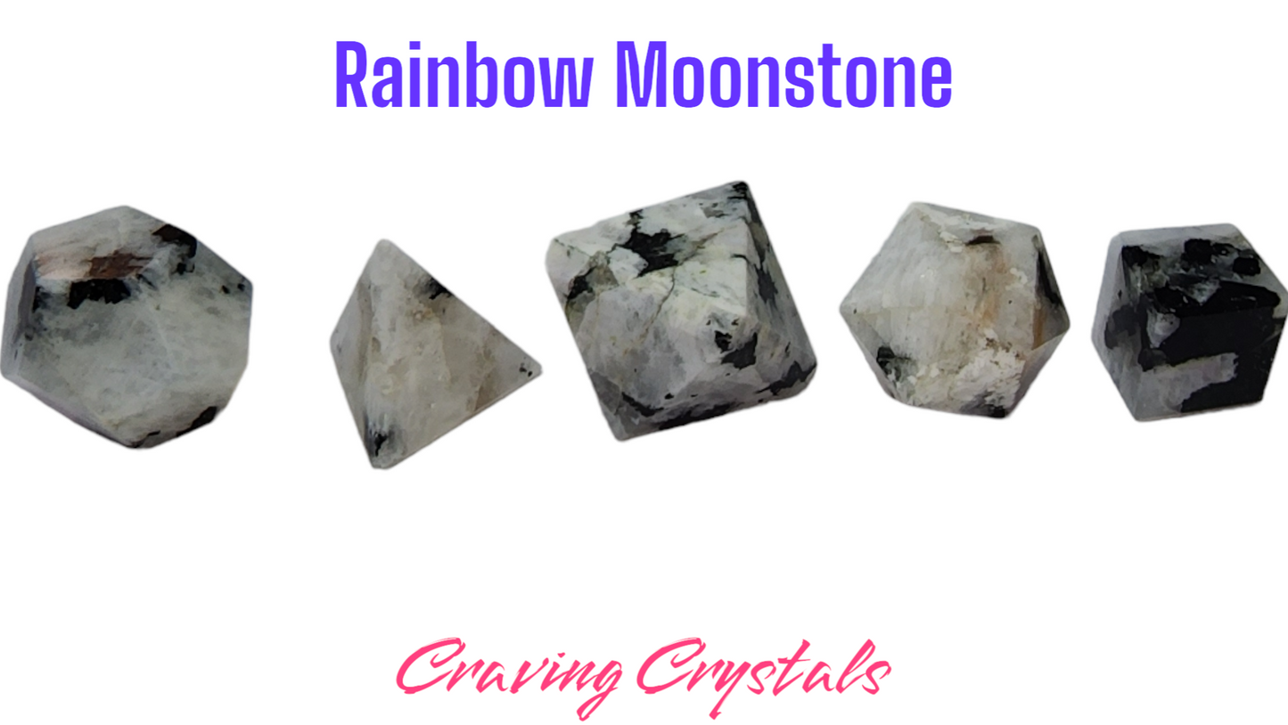 Rainbow Moonstone 5PC Platonic / Solid Geometry Set