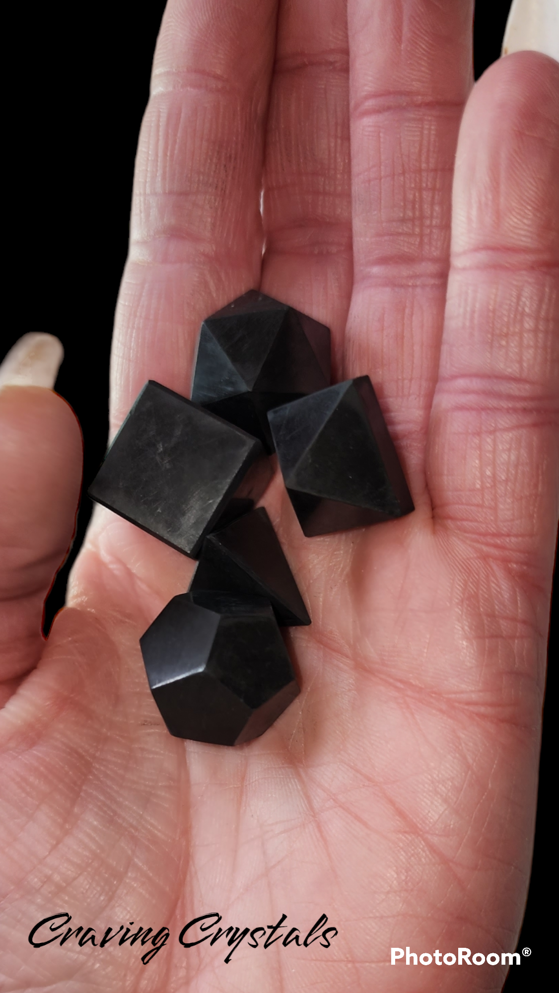 Black Tourmaline 5pc Platonic Solid Geometry Set