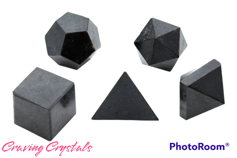Black Tourmaline 5pc Platonic Solid Geometry Set