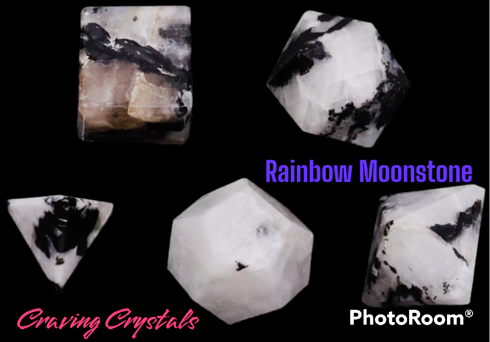 Rainbow Moonstone 5PC Platonic / Solid Geometry Set