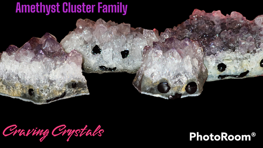 Amethyst Cluster Family - 4pc Set - Reiki Infused