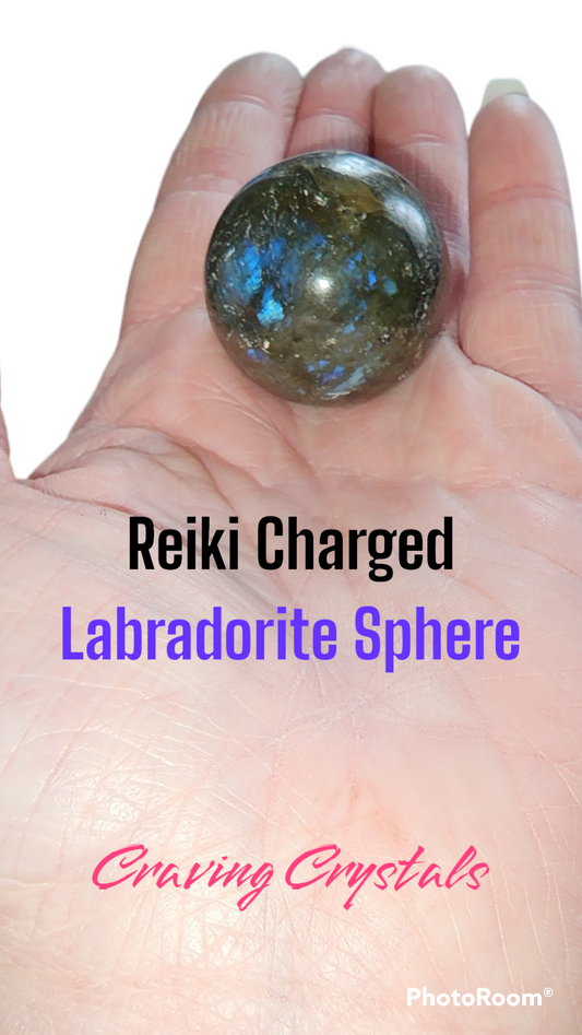 Labradorite Gemstone Sphere 30mm Avg - Reiki Charged