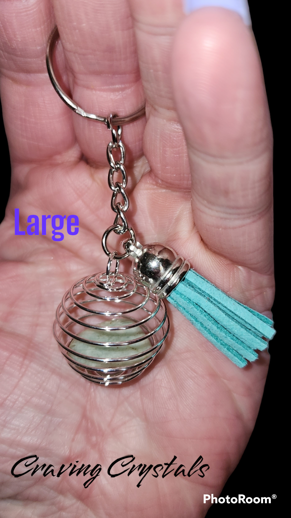 Handmade Crystal Keychains w/ Expandable Cage and Tassels - Reiki Charged Keychains