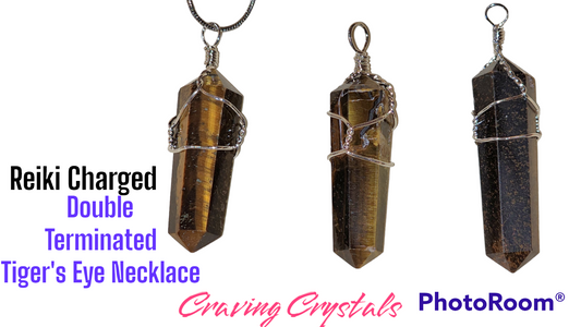 Double Terminated Tigers Eye Necklace - Reiki Charged