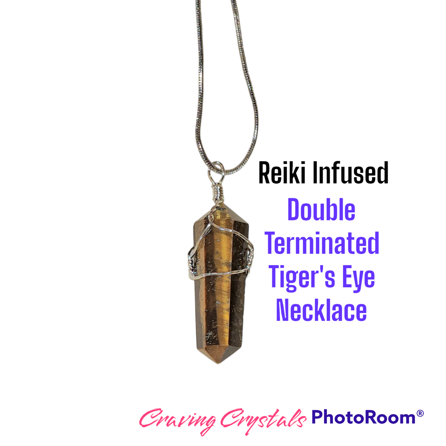 Double Terminated Tigers Eye Necklace - Reiki Charged