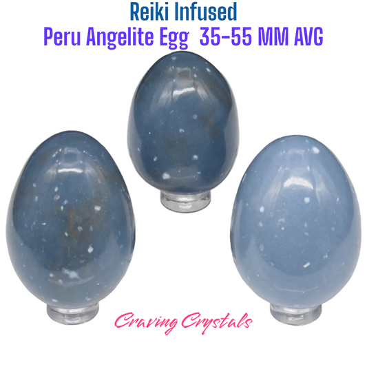 Peru Angelite (Celestite) Egg 35-55 MM AVG - Reiki Infused