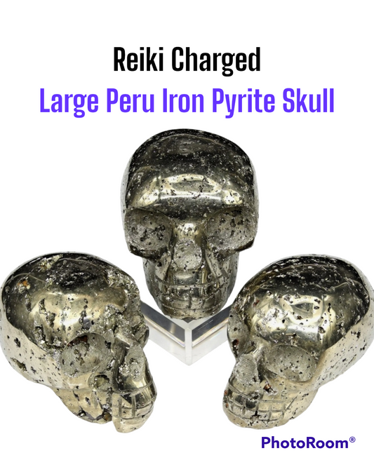 Large Peru Iron Pyrite Skull -Reiki Infused