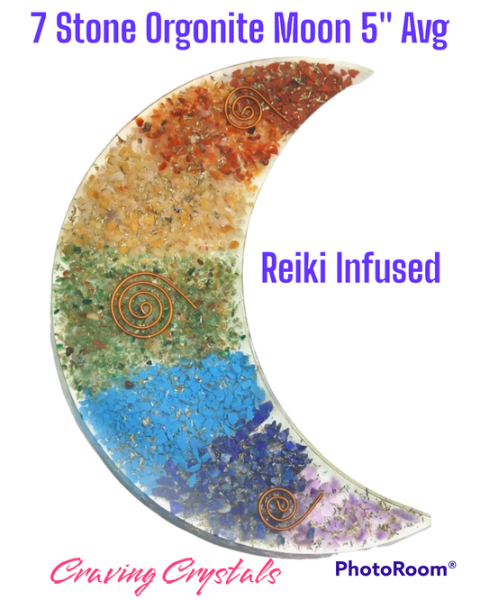 7 Stone Orgonite Moon - Reiki Infused