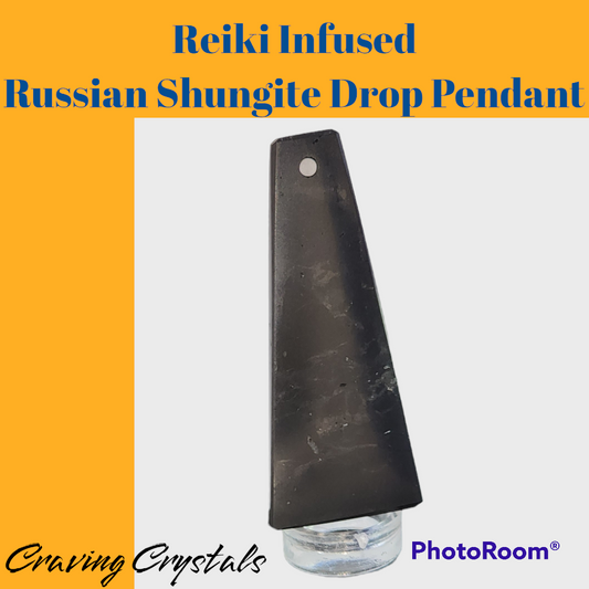 Russian Shungite Crystal Drop Pendant - Reiki Infused