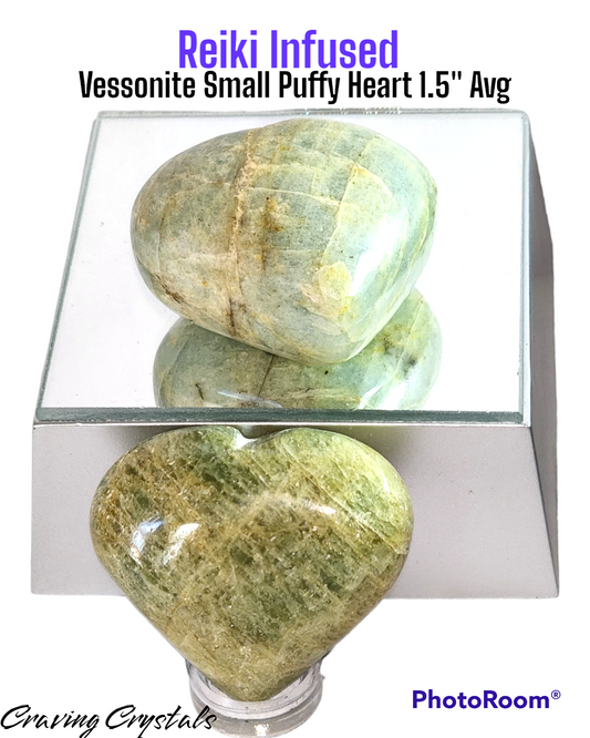 Vessonite Puffy Heart - Reiki Infused