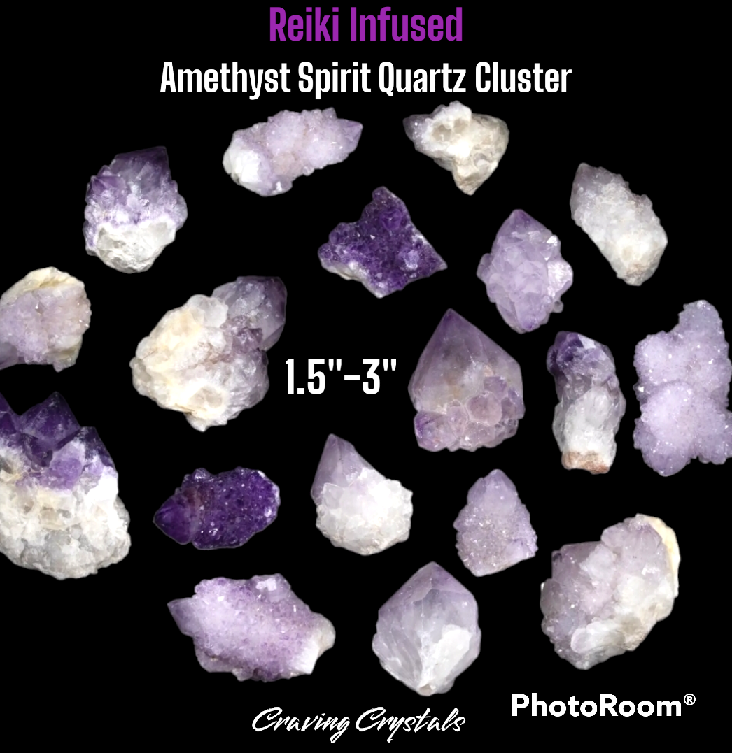 Natural Amethyst Spirit Quartz Crystal Cluster - Reiki Infused - Cactus Quartz - Fairy Quartz