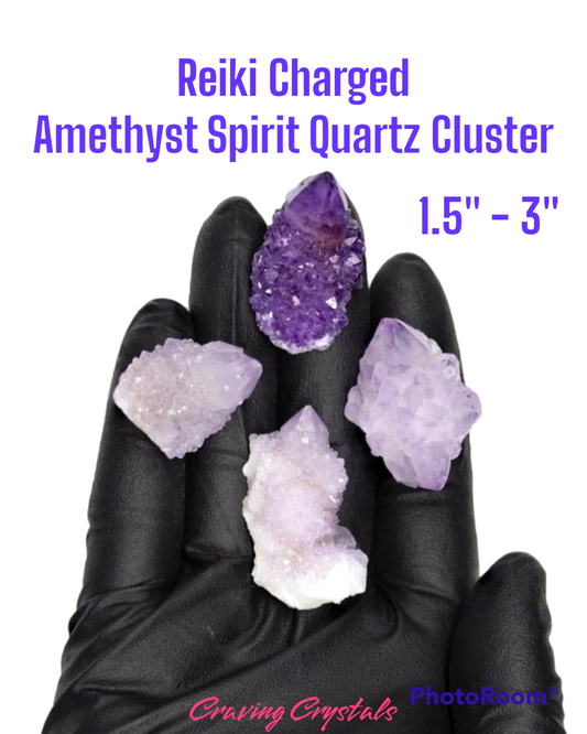 Natural Amethyst Spirit Quartz Crystal Cluster - Reiki Infused - Cactus Quartz - Fairy Quartz