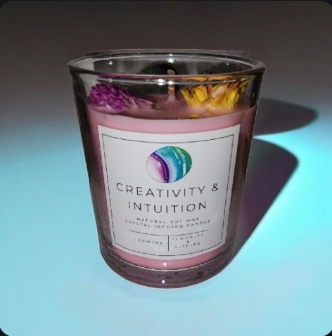 Crystal Scented Candles with Botanicals, Aromatherapy Candles with Crystals, Herbs, Dried Flowers & Spices