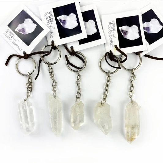 Clear Quartz Crystal Keychain - Reiki Infused - The Universal Healer & Energy Amplifying Crystal