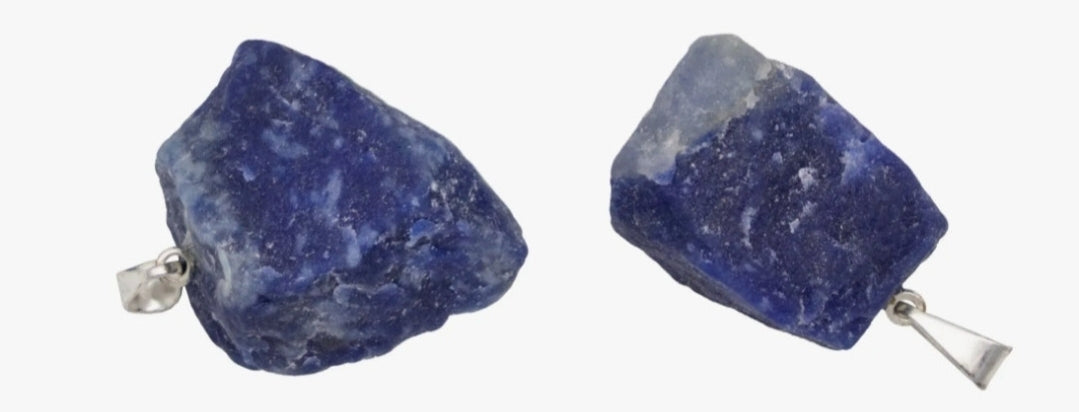Blue Quartz Rough Rock Pendant Necklace from Brazil / 18-22mm Avg - Reiki Infused