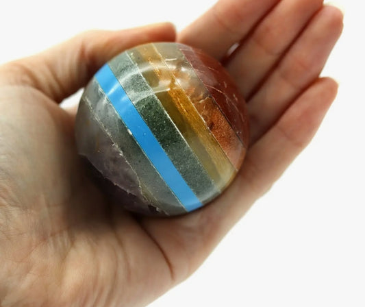 7 Stone Medium Crystal Sphere / Reiki Charged / Hand-Carved & Polished Rainbow Crystal Ball